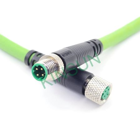 Cable PUR apantallado CAT5e con código D M8 - Cable PUR apantallado CAT5e macho y hembra con código D M8